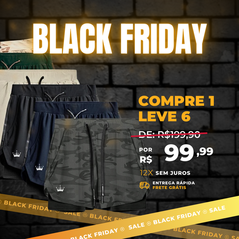 PAGUE R$99,90 LEVE 6 - Kit Shorts DryFit™ DE COMPRESSÃO