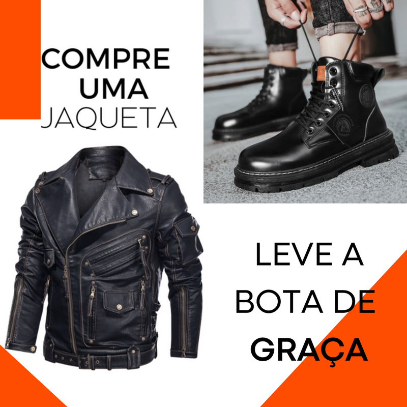 JAQUETA ELLUS COURO LEGÍTIMO + BOTA